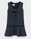 Edward Achour- Sleeveless Tweed Mini Dress with Ruffle Hem - Navy - Edit by Elaine Turner