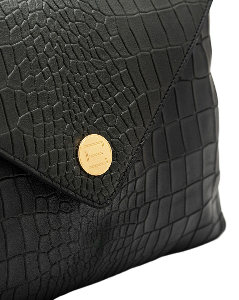 Elaine Turner- Bella Clutch - Deep Evergreen Croc Leather - Edit by Elaine Turner