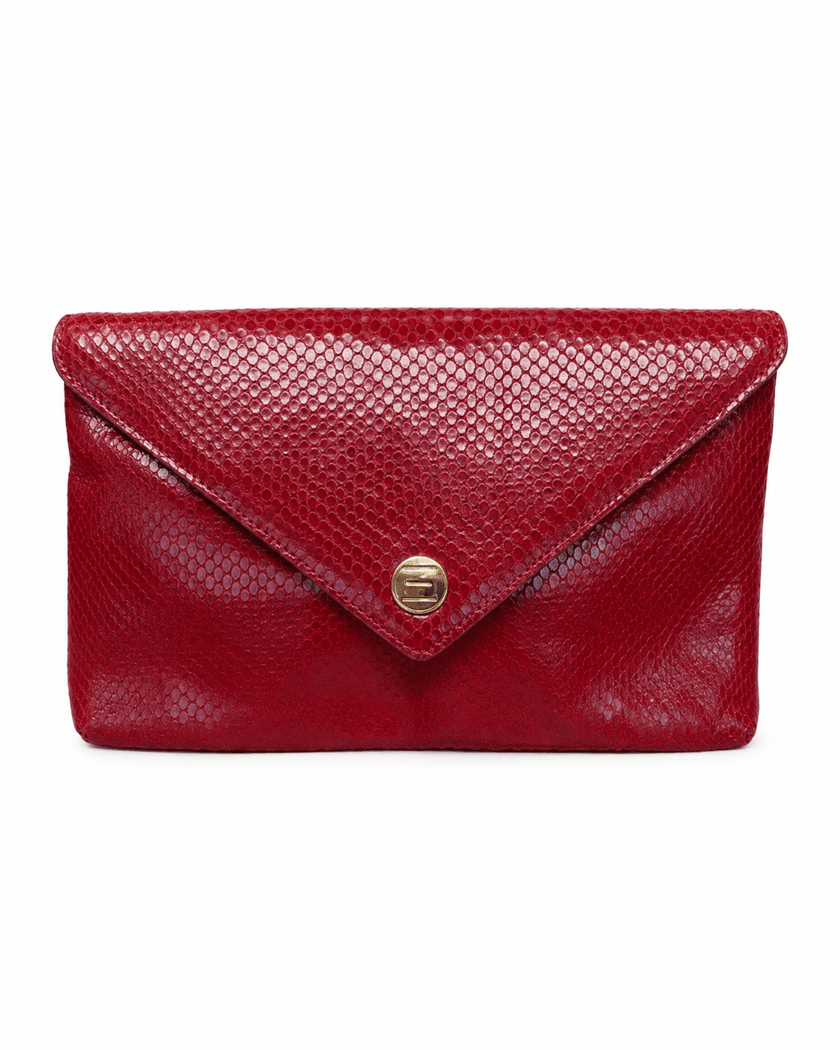 Elaine Turner - Bella Clutch - Lipstick Red Snake Leather - Edit by Elaine Turner