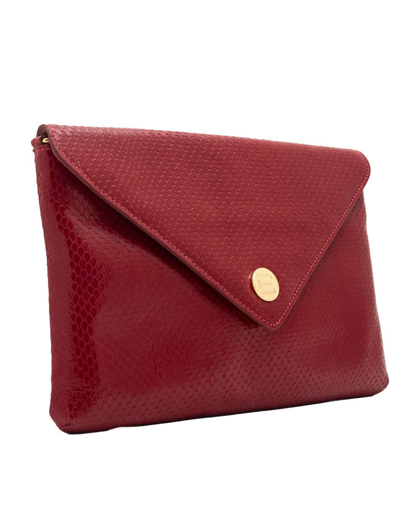 Elaine Turner - Bella Clutch - Lipstick Red Snake Leather - Edit by Elaine Turner
