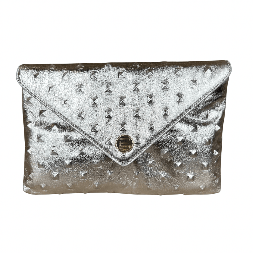 Elaine Turner- Bella Clutch- Silver Embossed Studded Leather - Edit by Elaine Turner
