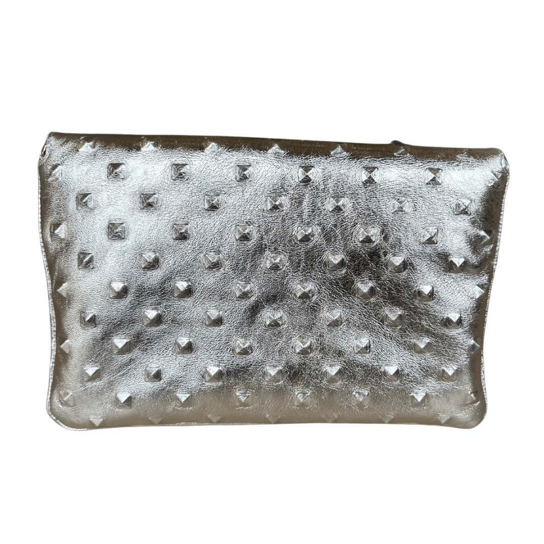 Elaine Turner- Bella Clutch- Silver Embossed Studded Leather - Edit by Elaine Turner