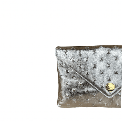 Elaine Turner- Bella Clutch- Silver Embossed Studded Leather - Edit by Elaine Turner