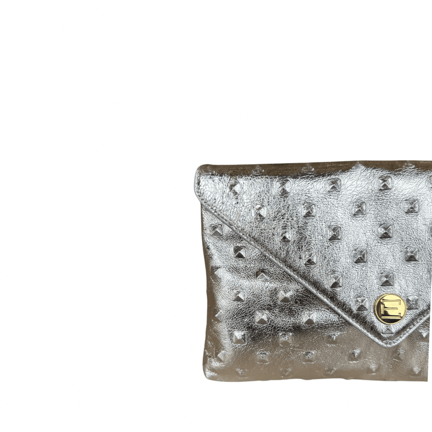 Elaine Turner- Bella Clutch- Silver Embossed Studded Leather - Edit by Elaine Turner