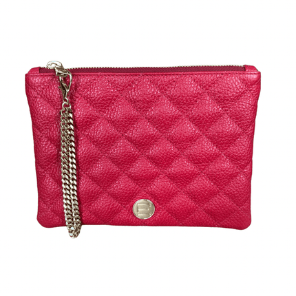 Elaine Turner- Gigi Zip Pouch- Red Solid Pebble Quilted Leather - Edit by Elaine Turner