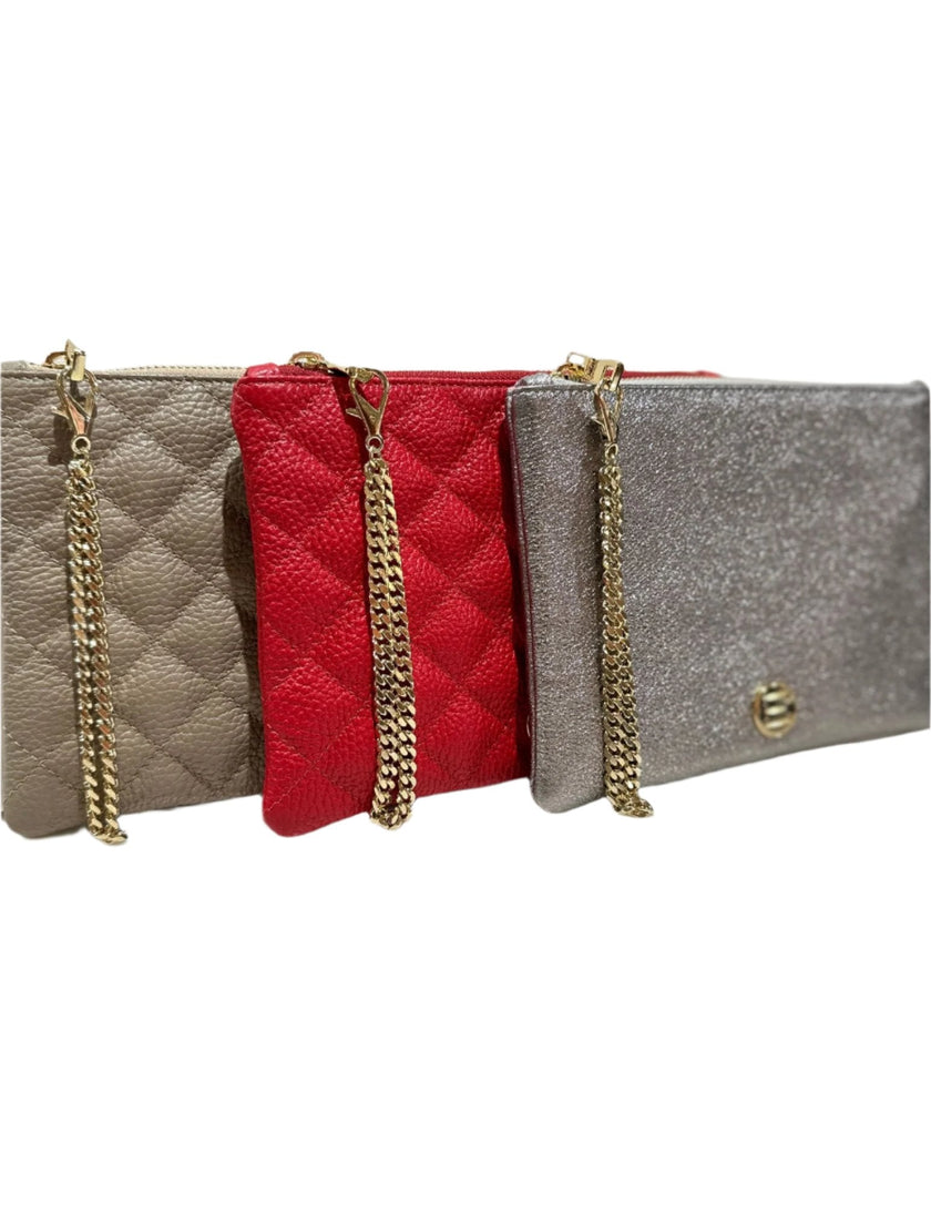 Elaine Turner- Gigi Zip Pouch- Taupe Solid Pebble Quilted Leather - Edit by Elaine Turner