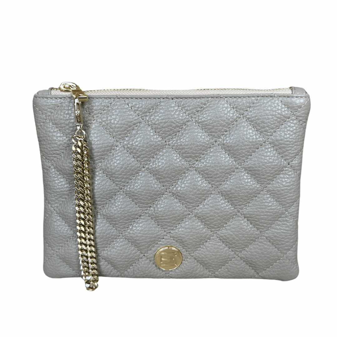 Elaine Turner- Gigi Zip Pouch- Taupe Solid Pebble Quilted Leather - Edit by Elaine Turner