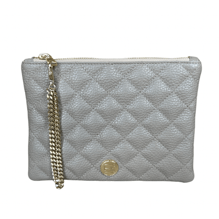 Elaine Turner- Gigi Zip Pouch- Taupe Solid Pebble Quilted Leather - Edit by Elaine Turner