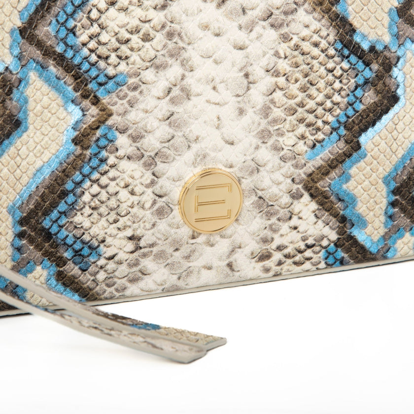Elaine Turner- Jackie Camera Bag- Blue Multi Python - Edit by Elaine Turner
