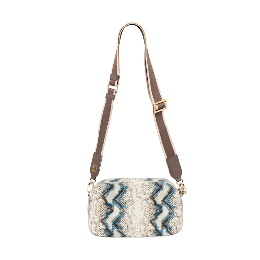 Elaine Turner- Jackie Camera Bag- Blue Multi Python - Edit by Elaine Turner