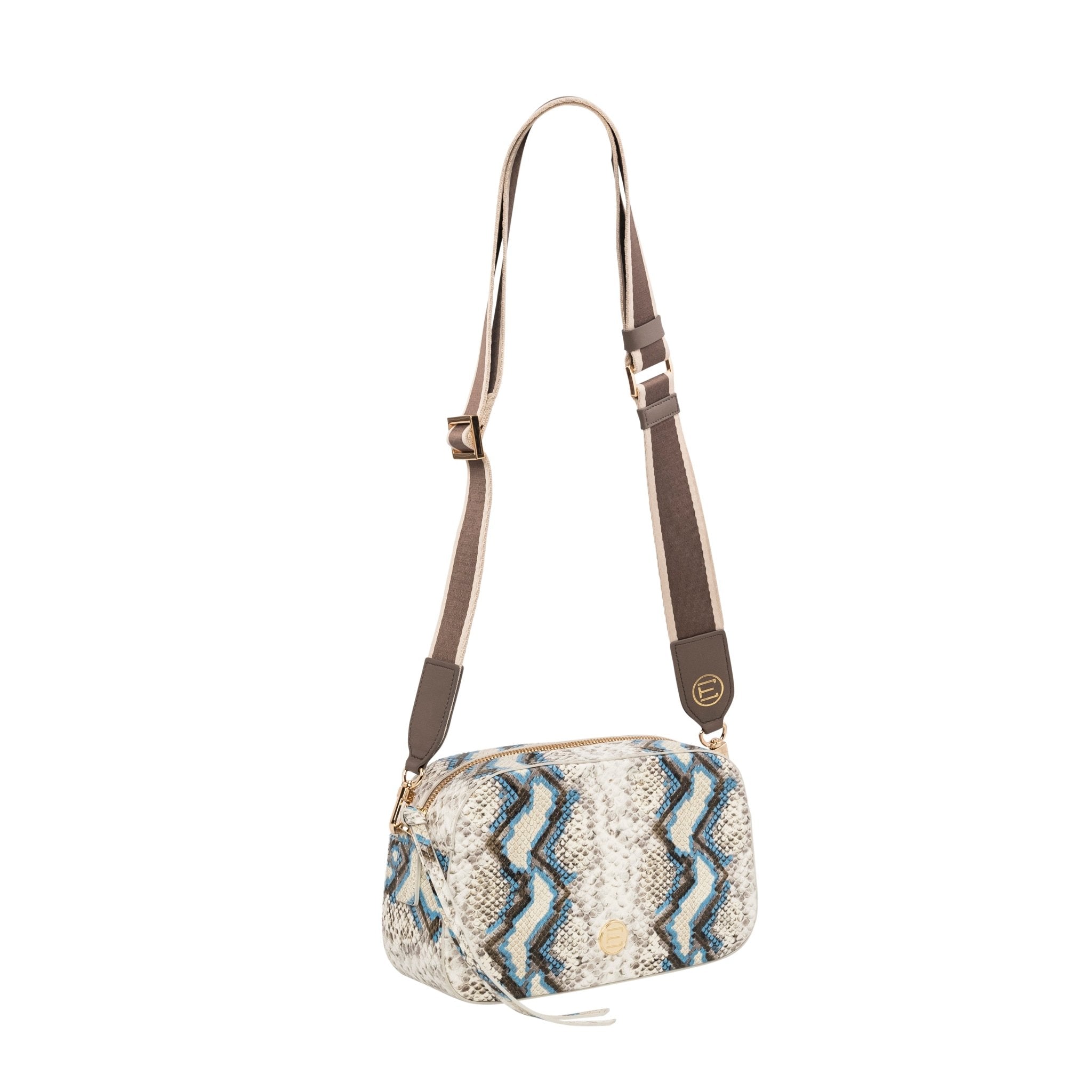 Elaine Turner- Jackie Camera Bag- Blue Multi Python - Edit by Elaine Turner