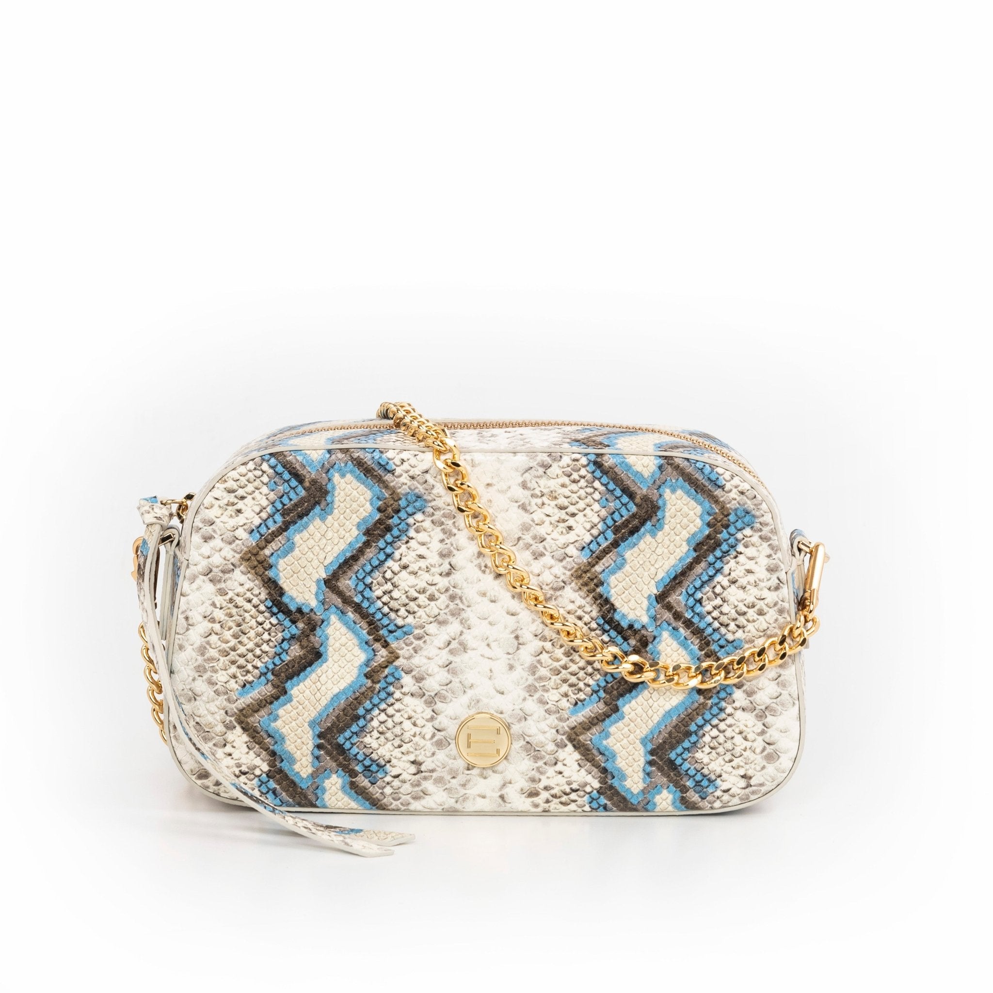 Elaine Turner- Jackie Camera Bag- Blue Multi Python - Edit by Elaine Turner