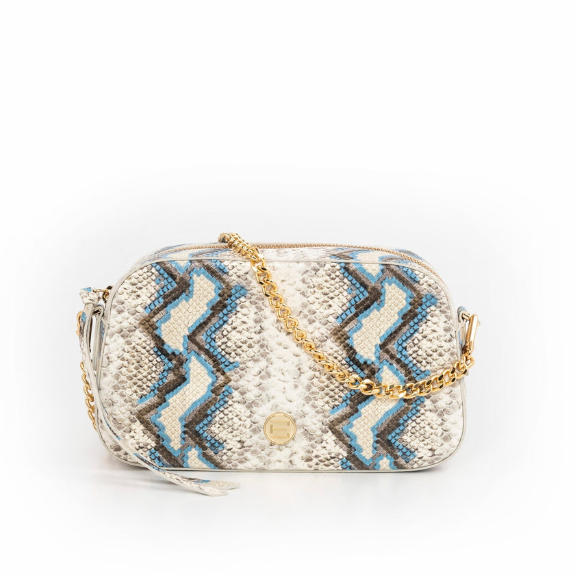Elaine Turner- Jackie Camera Bag- Blue Multi Python - Edit by Elaine Turner