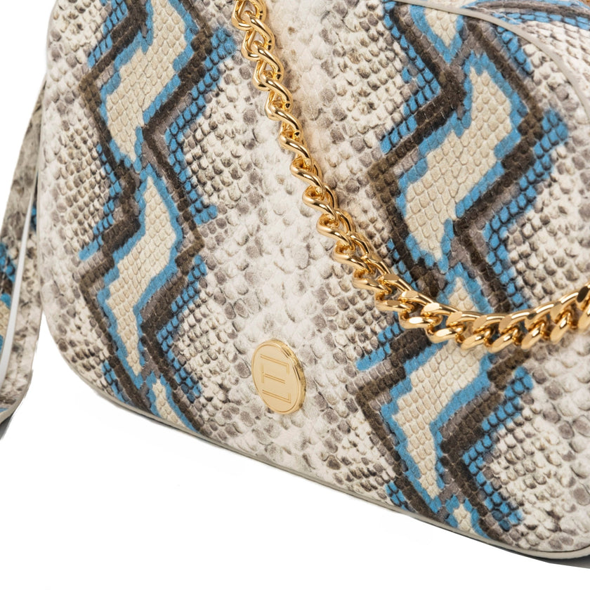 Elaine Turner- Jackie Camera Bag- Blue Multi Python - Edit by Elaine Turner