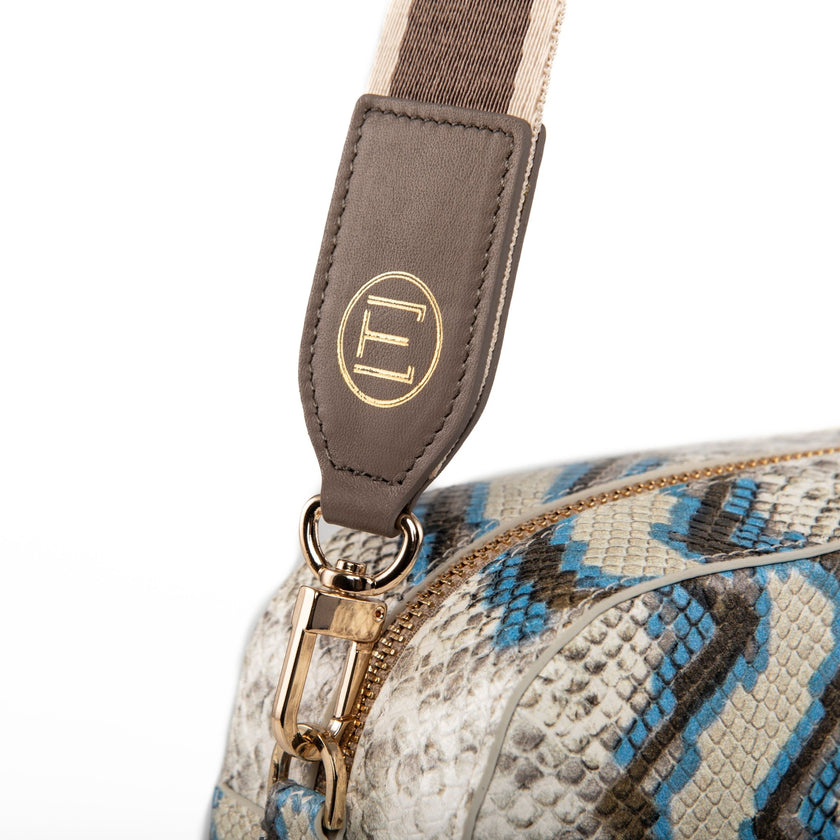 Elaine Turner- Jackie Camera Bag- Blue Multi Python - Edit by Elaine Turner