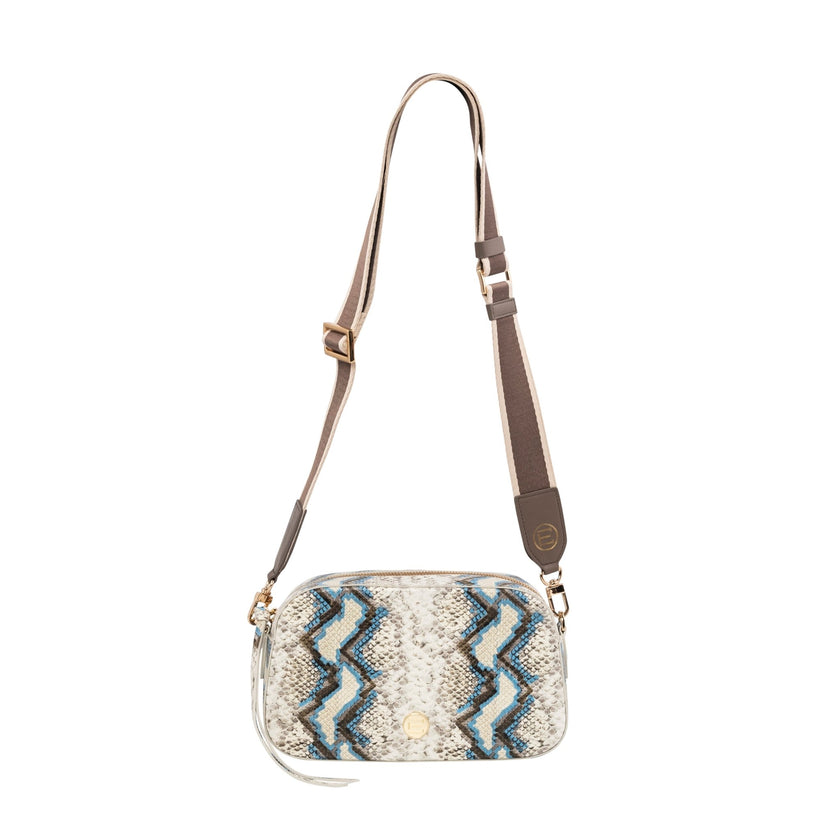 Elaine Turner- Jackie Camera Bag- Blue Multi Python - Edit by Elaine Turner