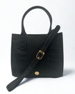 Elaine Turner- Mauney Satchel Bag- Black Embossed Croc - Edit by Elaine Turner