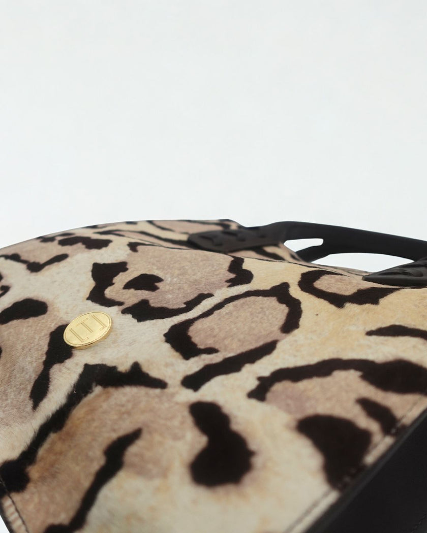 Elaine Turner- Mauney Satchel Bag- Haircalf Ocelet Snow Leopard (*patterns vary) - Edit by Elaine Turner