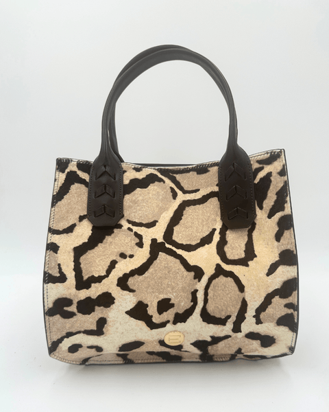 Elaine Turner- Mauney Satchel Bag- Haircalf Ocelet Snow Leopard (*patterns vary) - Edit by Elaine Turner