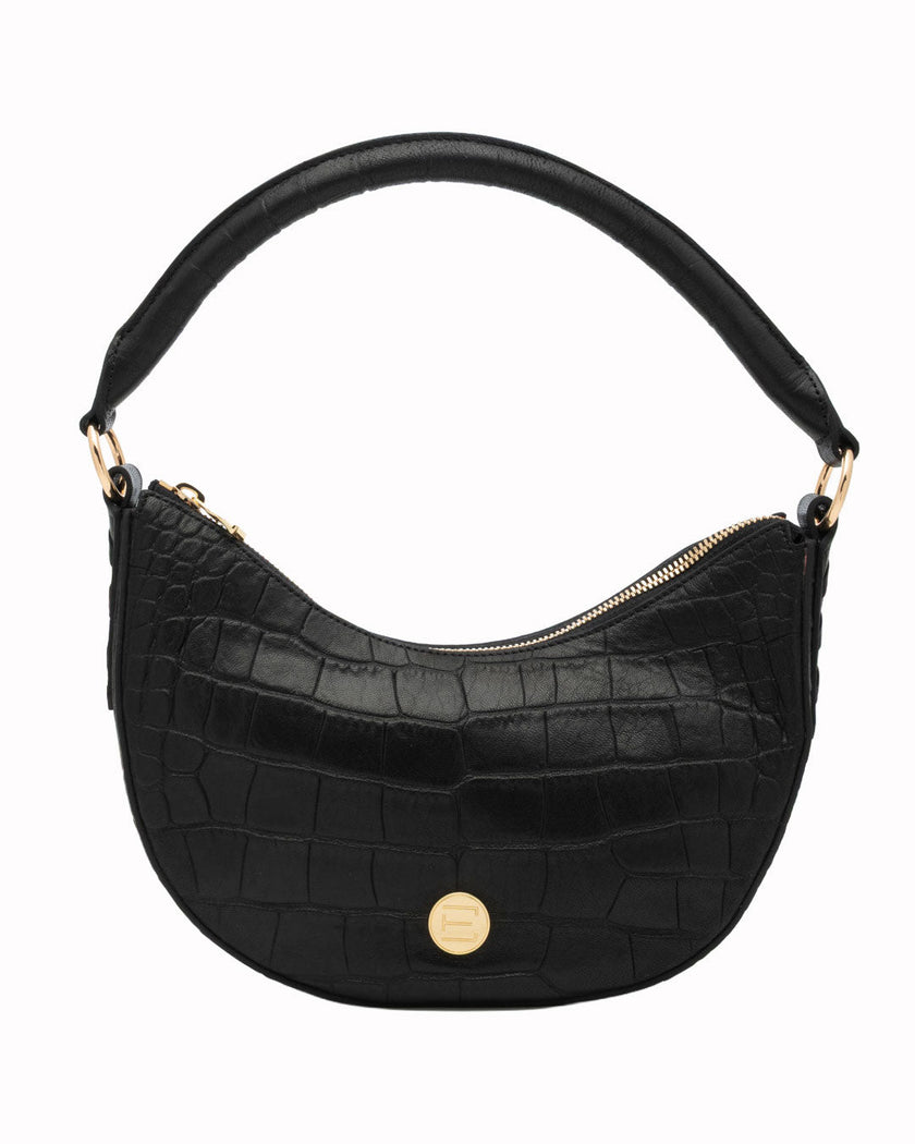 Elaine Turner- Sawyer Shoulder Bag- Black Croc - Edit by Elaine Turner