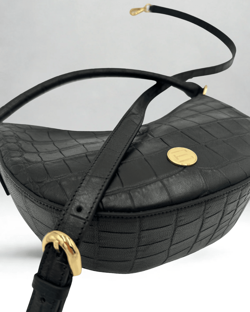 Elaine Turner- Sawyer Shoulder Bag- Black Croc - Edit by Elaine Turner