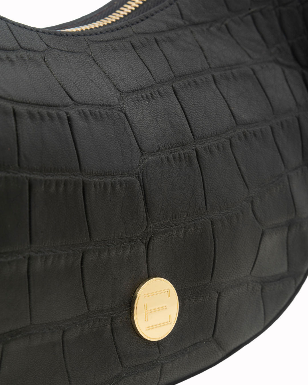 Elaine Turner- Sawyer Shoulder Bag- Black Croc - Edit by Elaine Turner
