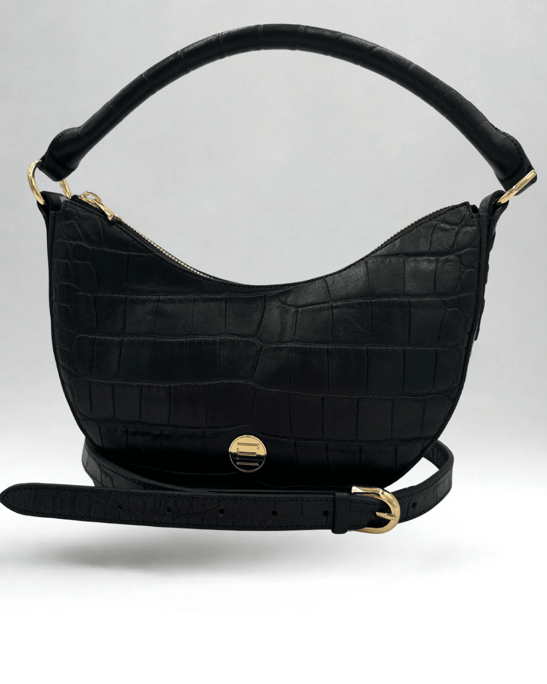 Elaine Turner- Sawyer Shoulder Bag- Black Croc - Edit by Elaine Turner