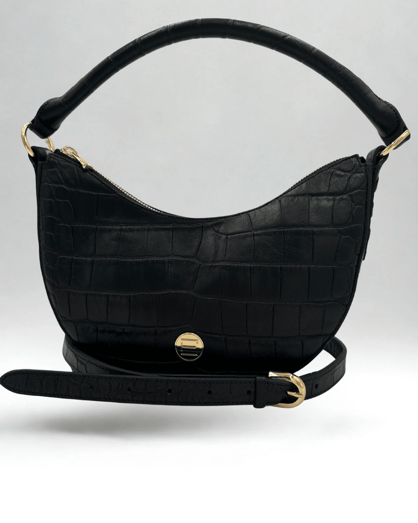 Elaine Turner- Sawyer Shoulder Bag- Black Croc - Edit by Elaine Turner