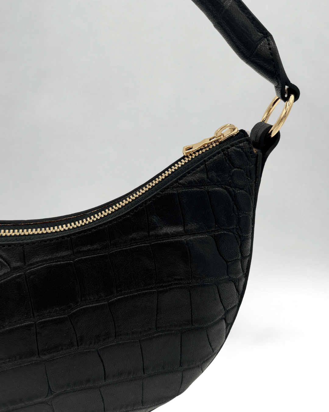 Elaine Turner- Sawyer Shoulder Bag- Black Croc - Edit by Elaine Turner