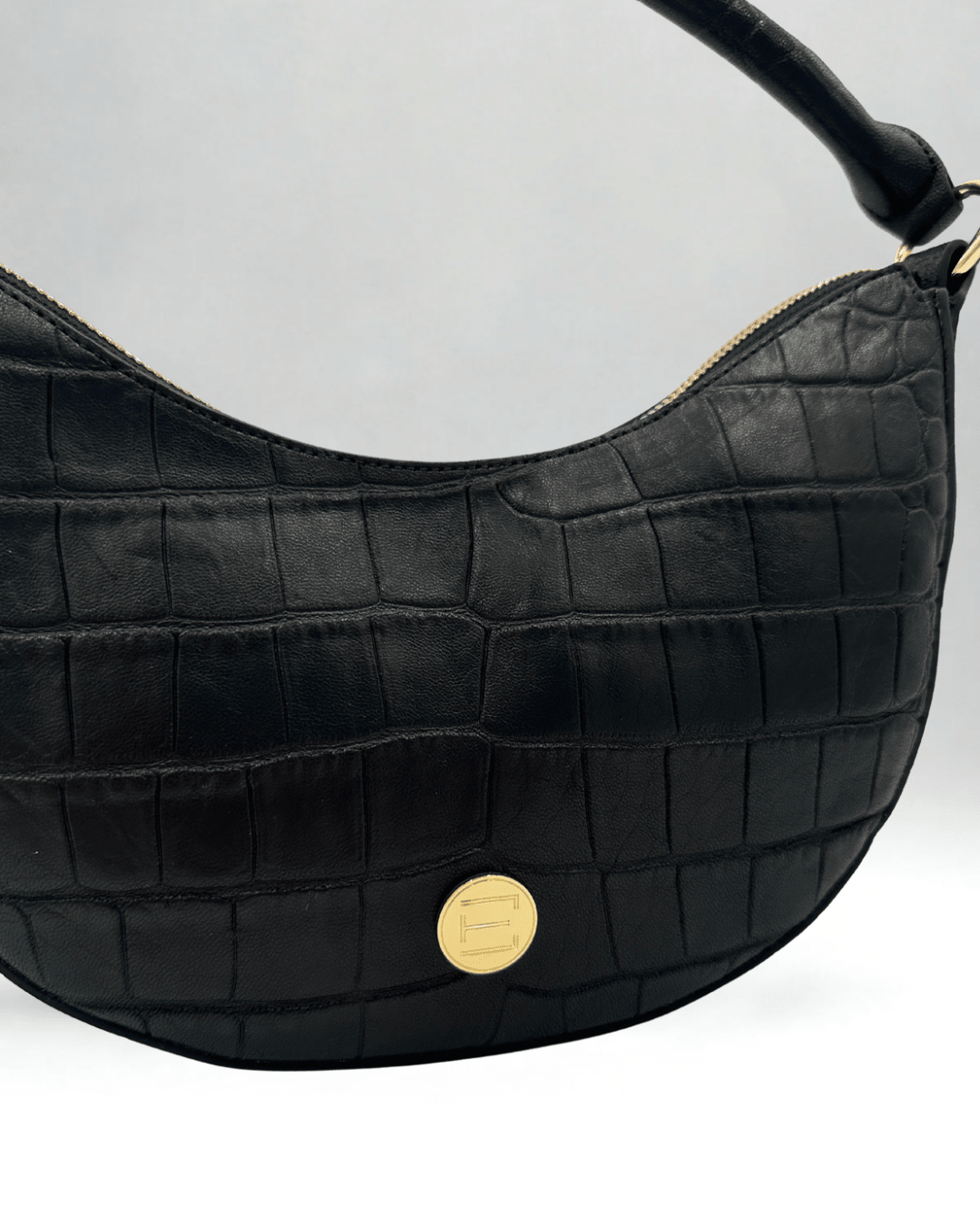 Elaine Turner- Sawyer Shoulder Bag- Black Croc - Edit by Elaine Turner