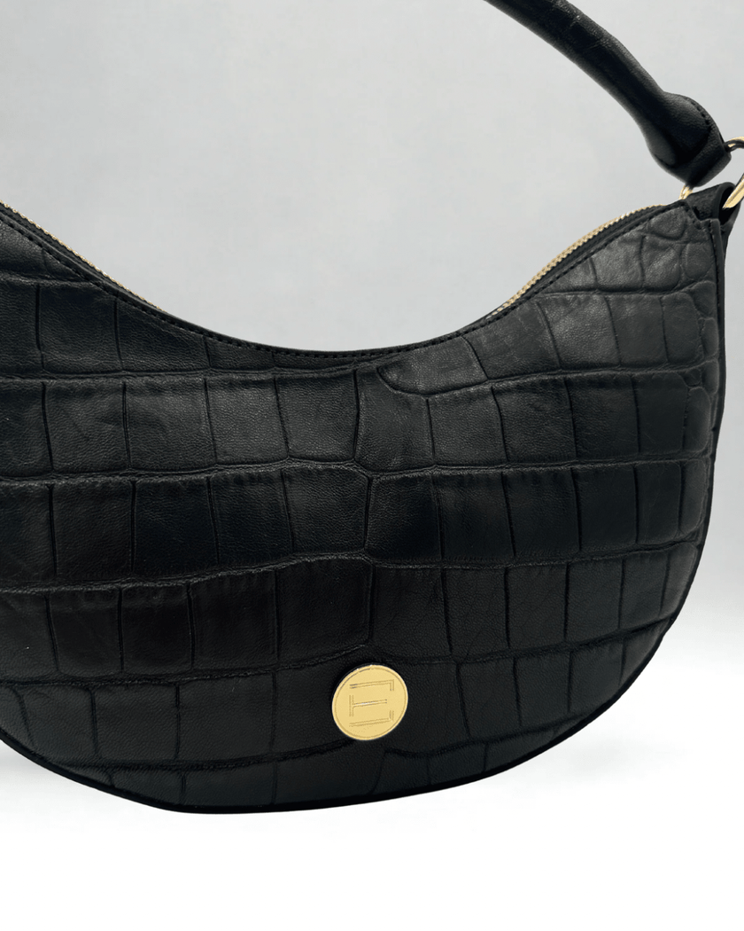 Elaine Turner- Sawyer Shoulder Bag- Black Croc - Edit by Elaine Turner