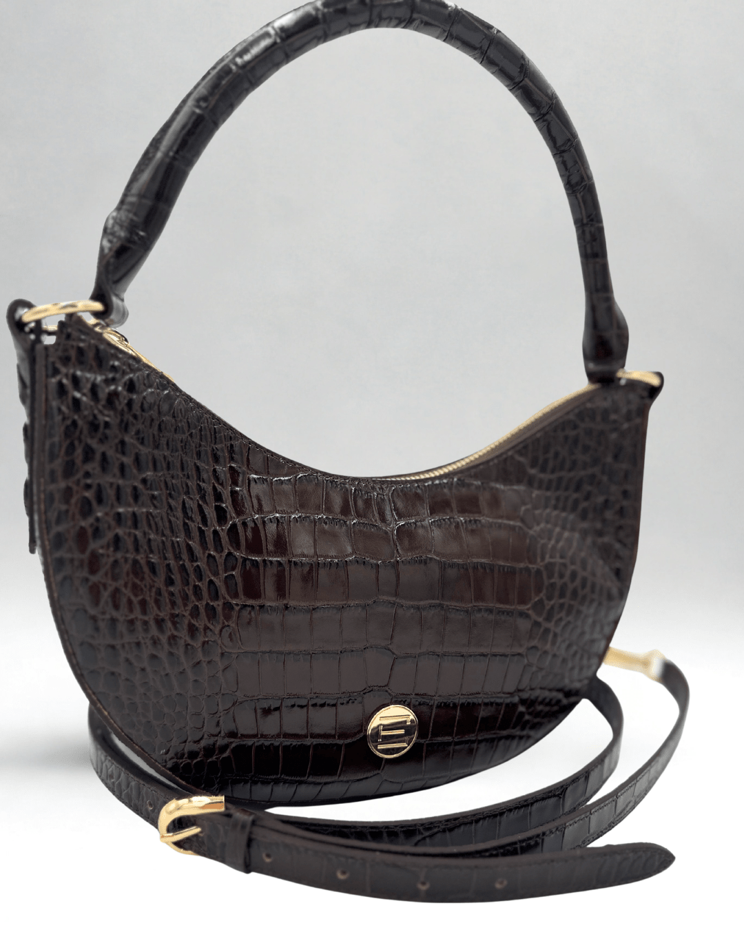 Elaine Turner- Sawyer Shoulder Bag- Chocolate Croc - Edit by Elaine Turner