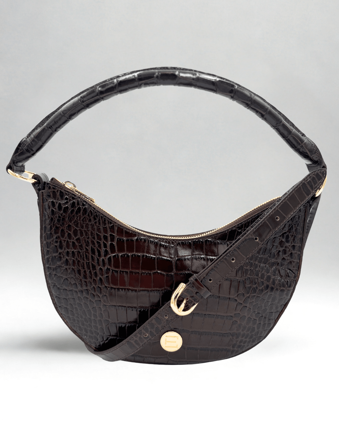 Elaine Turner- Sawyer Shoulder Bag- Chocolate Croc - Edit by Elaine Turner