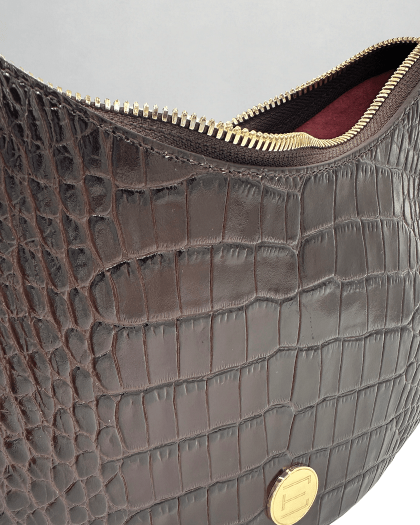 Elaine Turner- Sawyer Shoulder Bag- Chocolate Croc - Edit by Elaine Turner