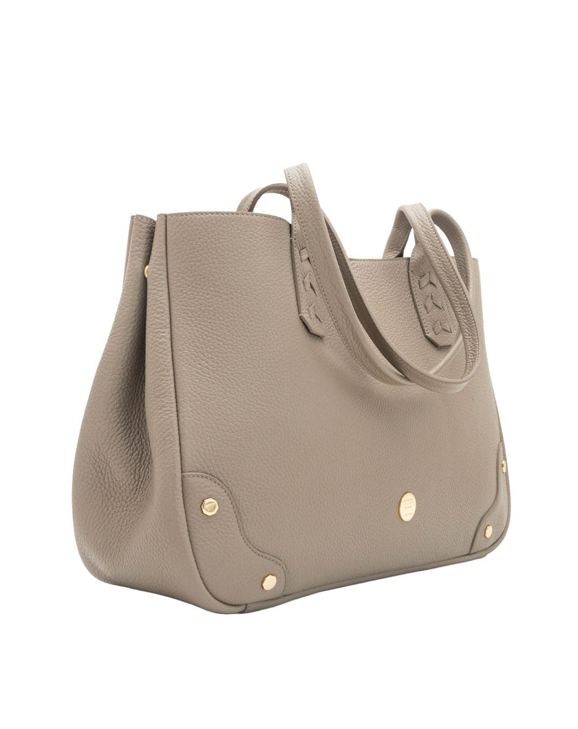 Elaine Turner- Tammy Tote- Solid Taupe Pebble Leather - Edit by Elaine Turner