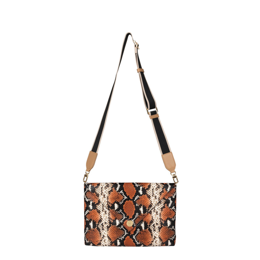 Elaine Turner- The Aerin Envelope Clutch - Orange Python - Edit by Elaine Turner
