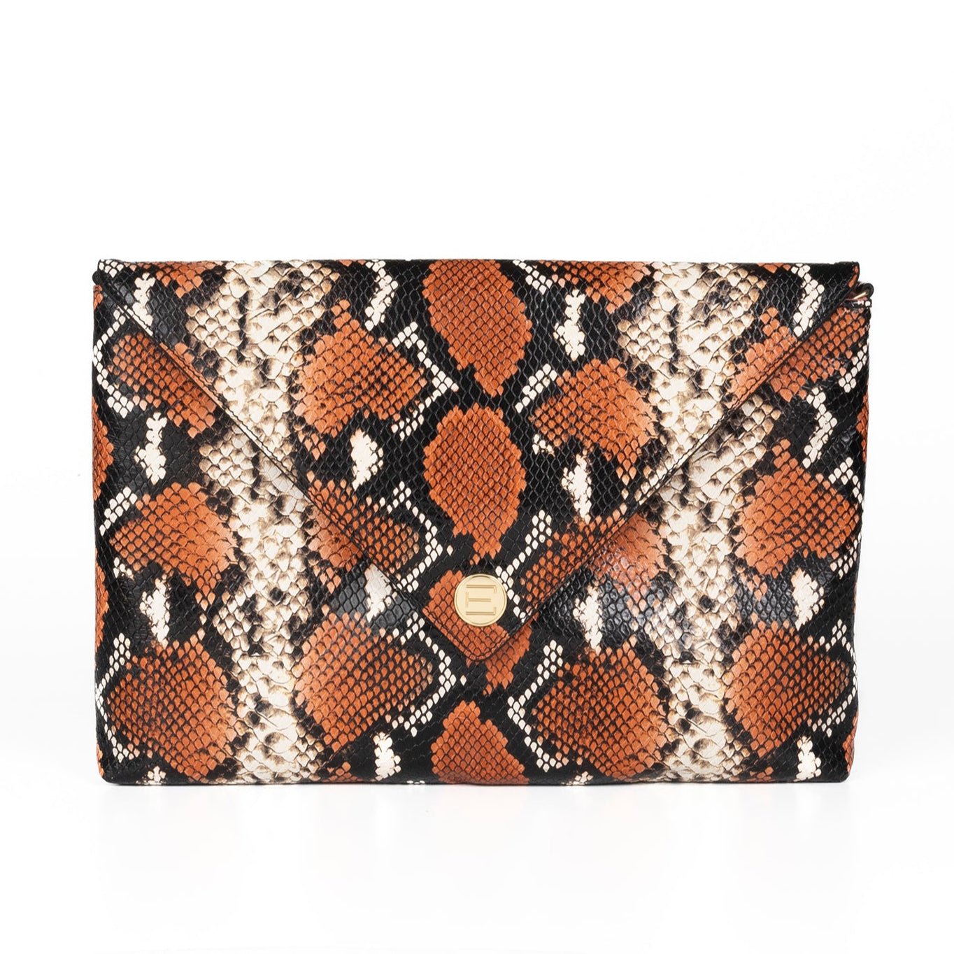 Elaine Turner- The Aerin Envelope Clutch - Orange Python - Edit by Elaine Turner