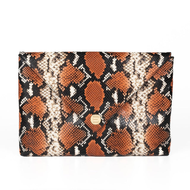 Elaine Turner- The Aerin Envelope Clutch - Orange Python - Edit by Elaine Turner