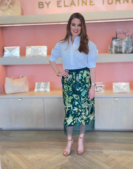 Sequin Garden Midi Skirt