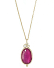 Emily Amey- Pink Ruby Necklace w/ Diamond Bubbles- 14k Yellow Gold - Edit by Elaine Turner