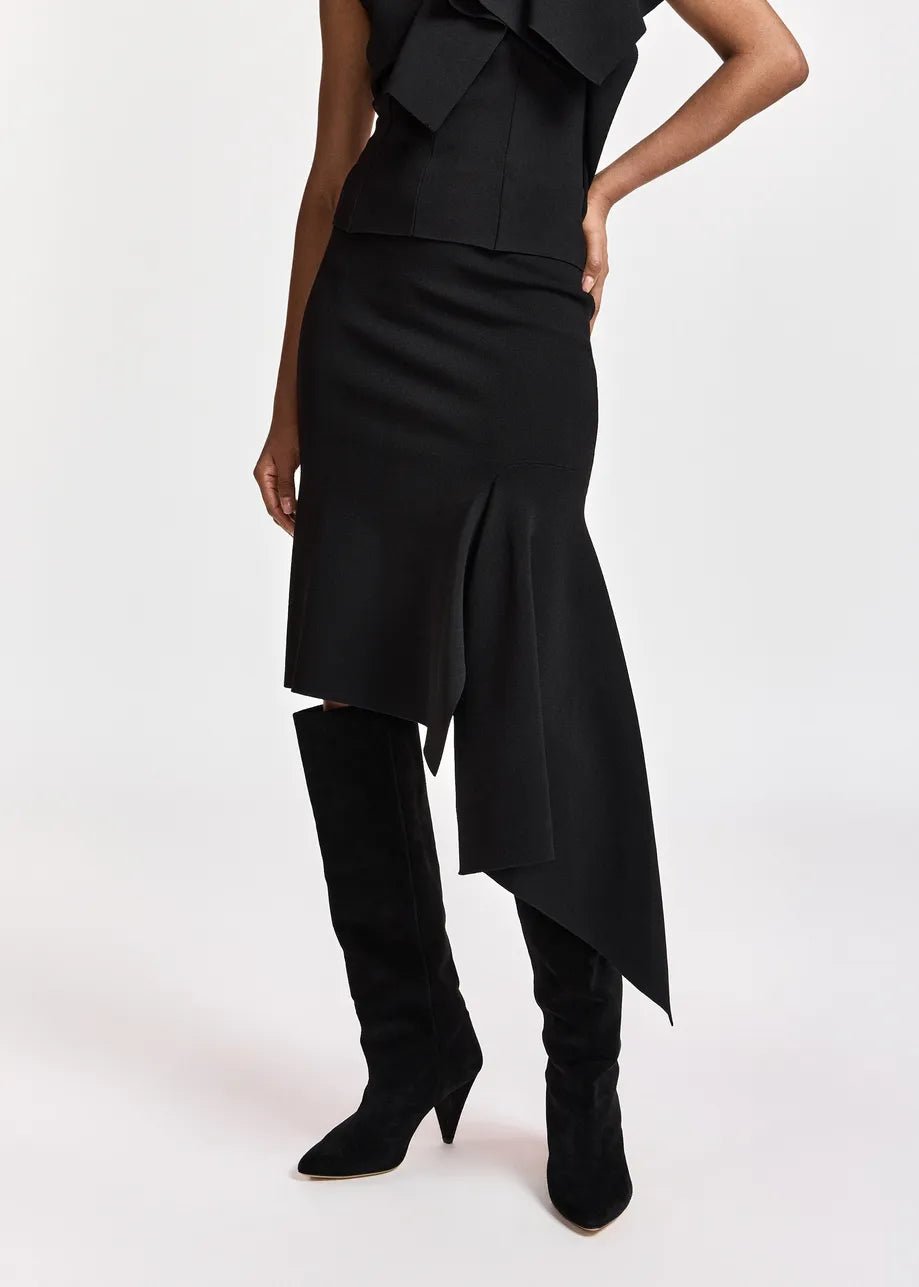 Essentiel Antwerp- Kap Knitted Skirt with Frill - Black - Edit by Elaine Turner