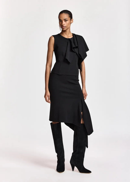 Essentiel Antwerp- Kap Knitted Skirt with Frill - Black - Edit by Elaine Turner