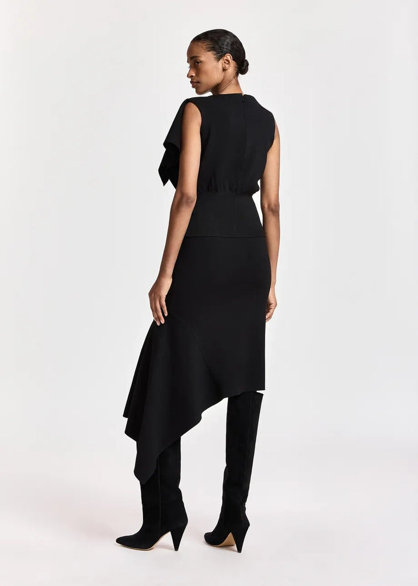 Essentiel Antwerp- Kap Knitted Skirt with Frill - Black - Edit by Elaine Turner
