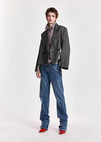 Essentiel Antwerp- Kiana Cropped Blazer - Steel Pulse - Edit by Elaine Turner