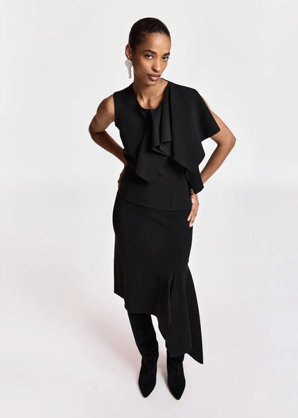 Essentiel Antwerp- Know Knitted Top with Frill - Black - Edit by Elaine Turner