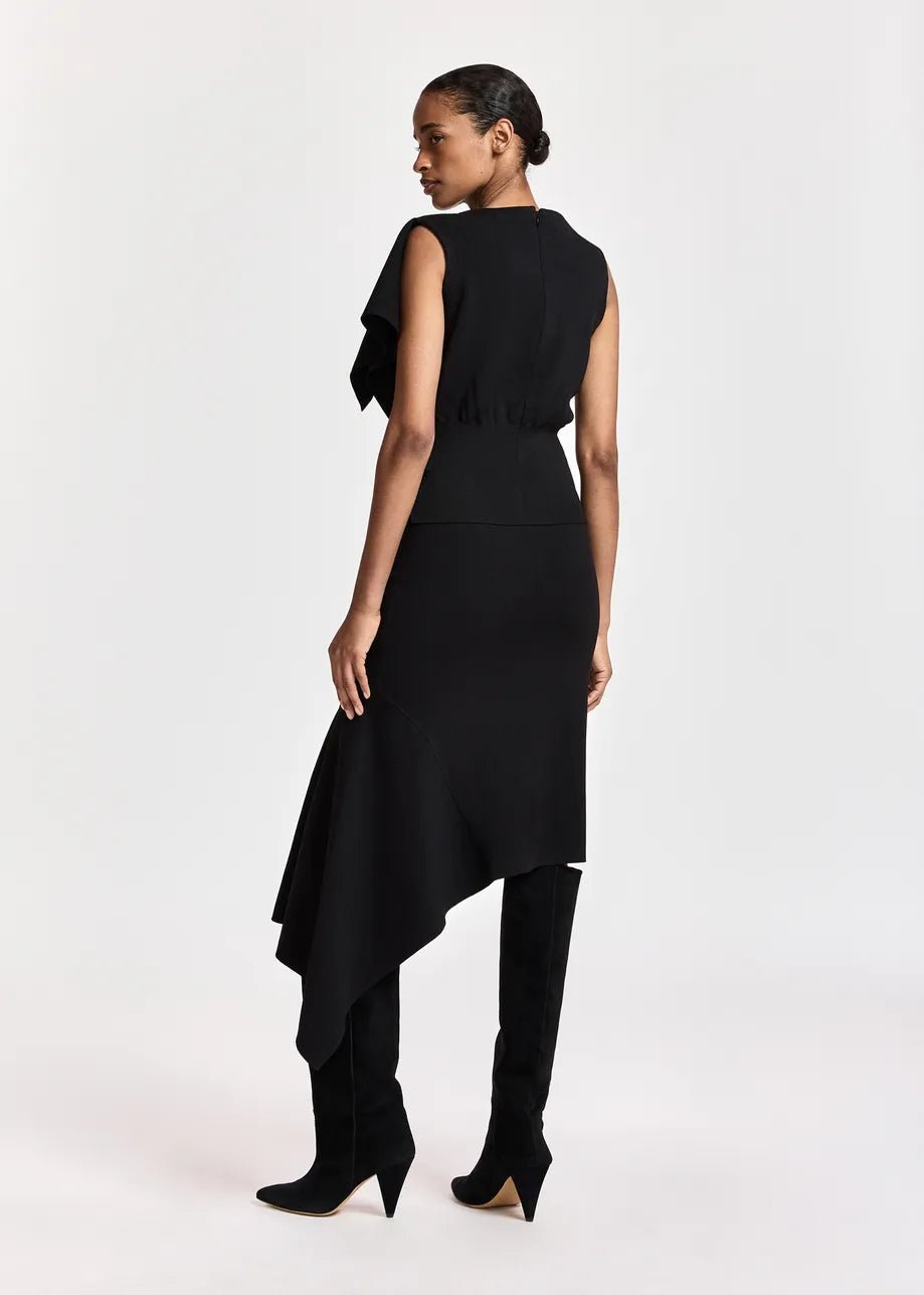Essentiel Antwerp- Know Knitted Top with Frill - Black - Edit by Elaine Turner