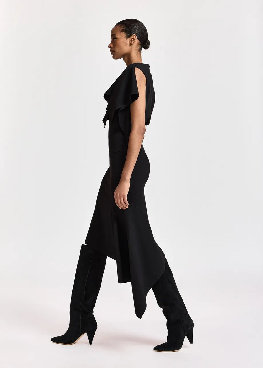 Essentiel Antwerp- Know Knitted Top with Frill - Black - Edit by Elaine Turner