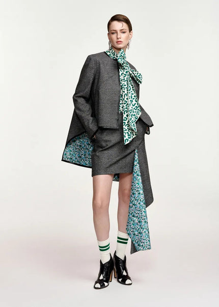 Essentiel Antwerp- Kuniko Draping Mini Skirt - Steel Pulse - Edit by Elaine Turner