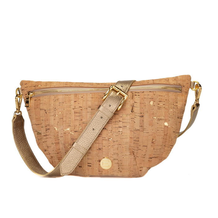 Fannie Belt Bag/Crossbody- Cork with Gold Flecks and ORO Leather Strap