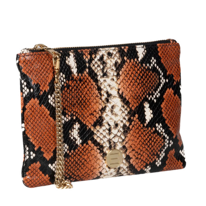 The Gigi Zip Pouch - Orange Python